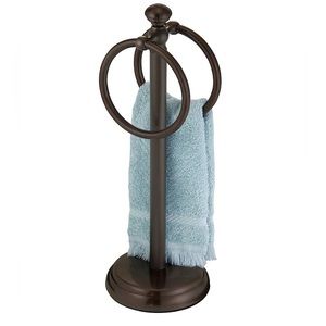 mDesign Steel Towel Rack Holder Stand with 2 Hanging Rings